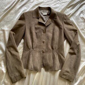 Vintage 1990s Grey Suede Cinched Blazer Size 2 Minimalist
